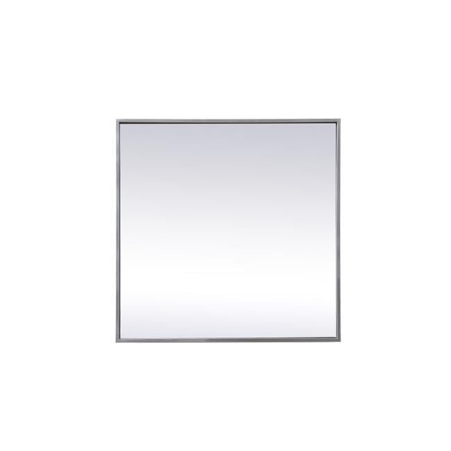 Modern Silver Metal Frame Square Bathroom Mirror 24 inch