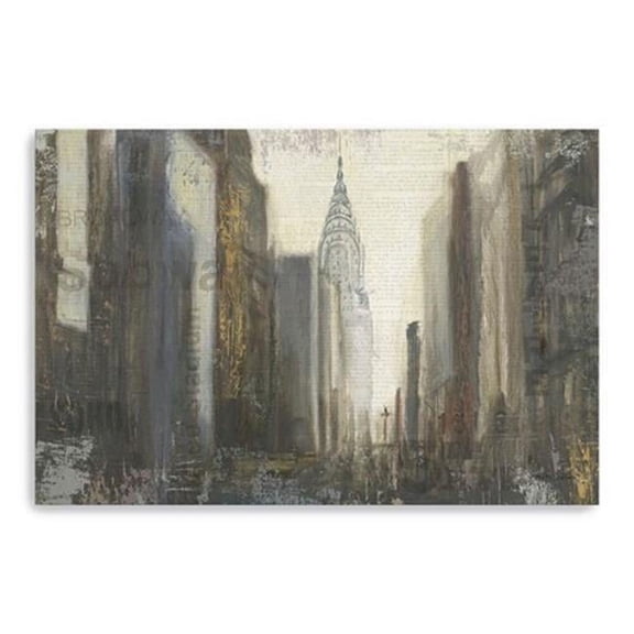 24 in. NYC Urban Street Scene Canvas Wall Art, Gray