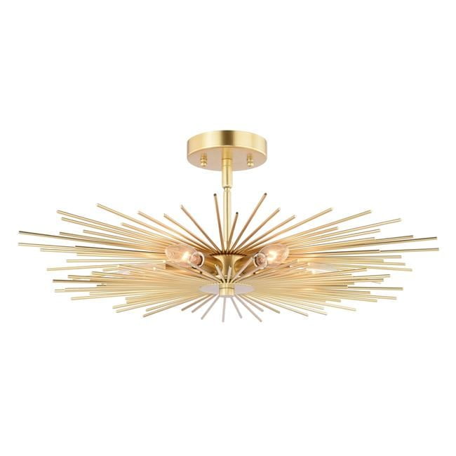 Nikko Glam Gold Sputnik-Style 24" LED-Compatible Semi-Flush Mount