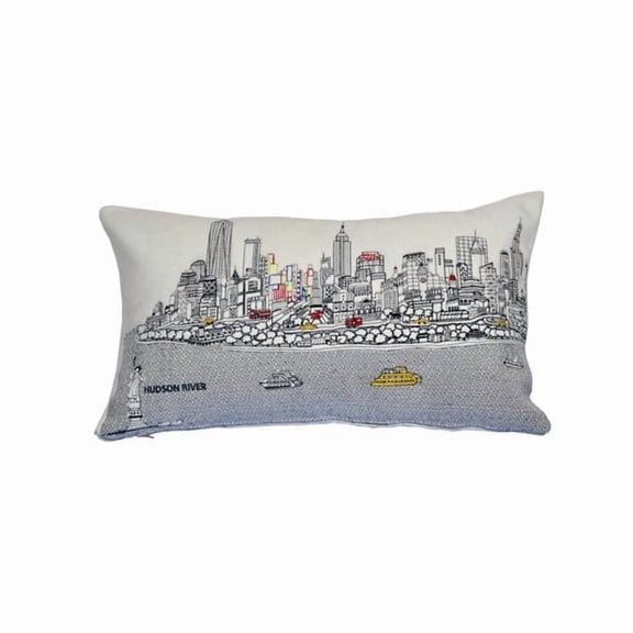 24 in. Nyc Daylight Skyline Lumbar Decorative Pillow, White