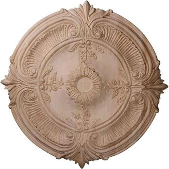 24 in. OD x 2.25 in. P Carved Acanthus Leaf Ceiling Medallion, Cherry
