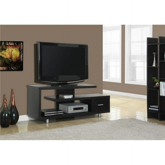 24 in. Particle Board, Hollow Core, Silver Metal TV Stand with a Drawer