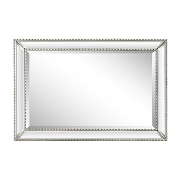 24 in. Rectangle Silver Beaded Frame Mirror