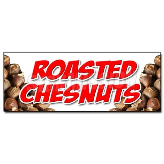24 in. Roasted Chestnuts Decal Sticker - Cooked Open Flame Snack Nuts Peanuts Food