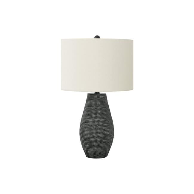 Contemporary Black Resin Table Lamp with Ivory Fabric Shade