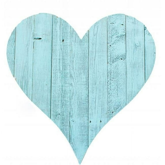 24 in. Rustic Farmhouse Turquoise Large Wooden Heart