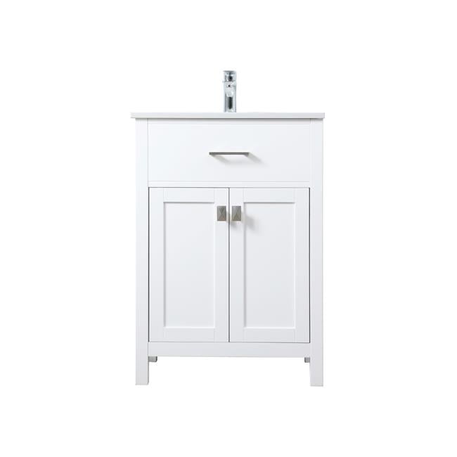 White 24'' Single Bathroom Vanity with Engineered Marble Top