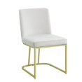 thumbnail image 1 of 24 in. Side Dining Chair, Soft Off White Velvet, Gold Metal Base - Set of 2, 1 of 1