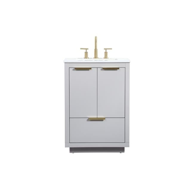 Gray 24" Single Sink Vanity with Gold Handles