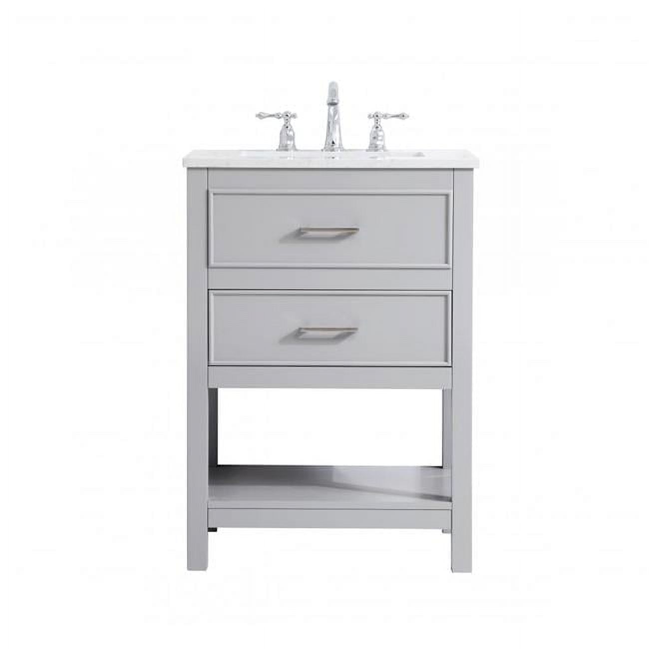 Gray 24" Single Bathroom Vanity with Quartz Top