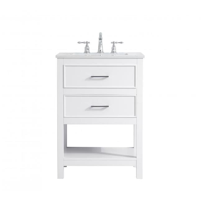 Sinclaire 24" White Quartz Top Traditional Bathroom Vanity