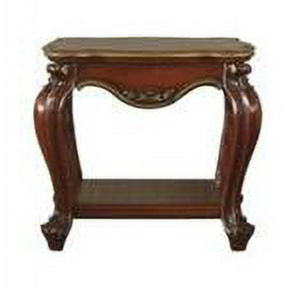 24 in. Solid Wood & Polyresin Square End Table with Shelf, Honey Oak