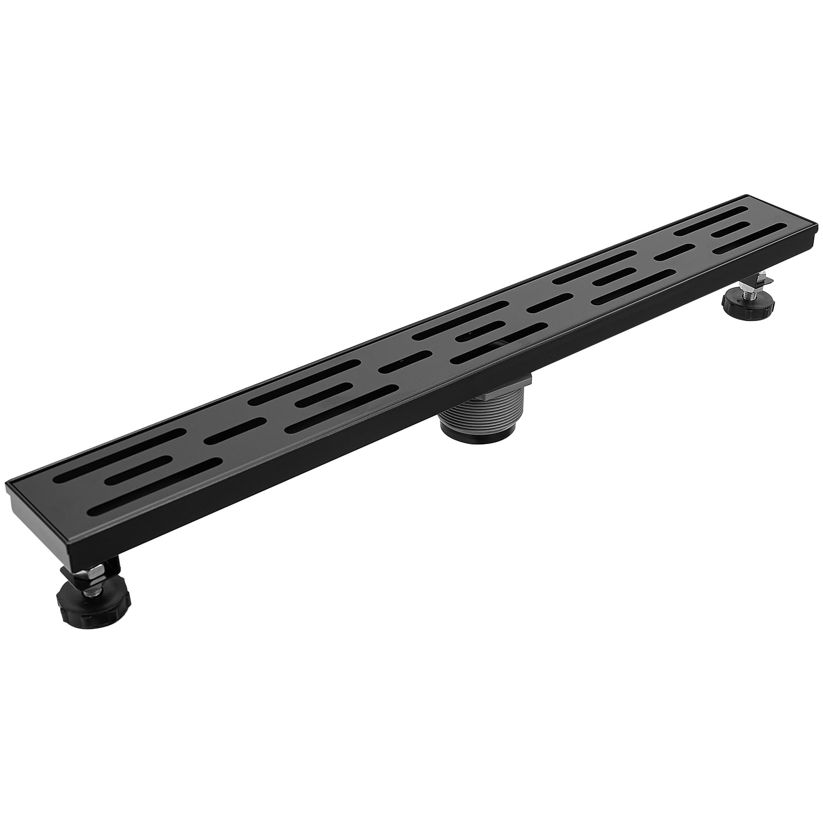 24 Inch Matte Black Stainless Steel Linear Shower Drain with Square Holes