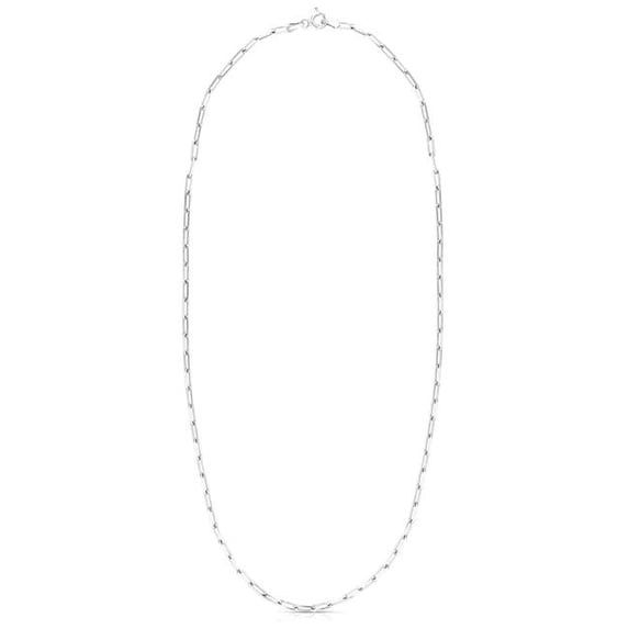 24 in. Sterling Silver Polished Paperclip Chain with Pear Shaped Lobster Clasp
