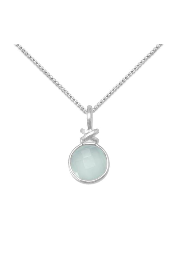 24 in. Sterling Silver Round-Shape X Design Pendant with 1.5 mm Box Chain