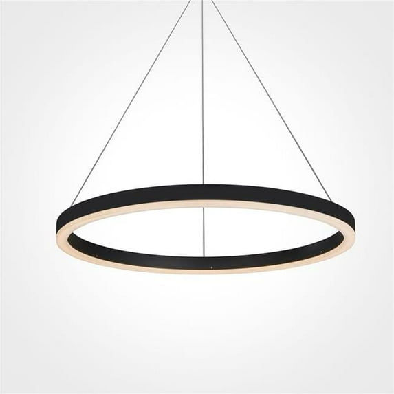 24 in. Tania Adjustable Suspension Fixture, Modern Circular LED Chandelier Lighting in Black