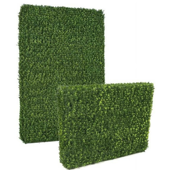 24 in. UV Artificial Outdoor Taxus Yew Hedges, Light Green