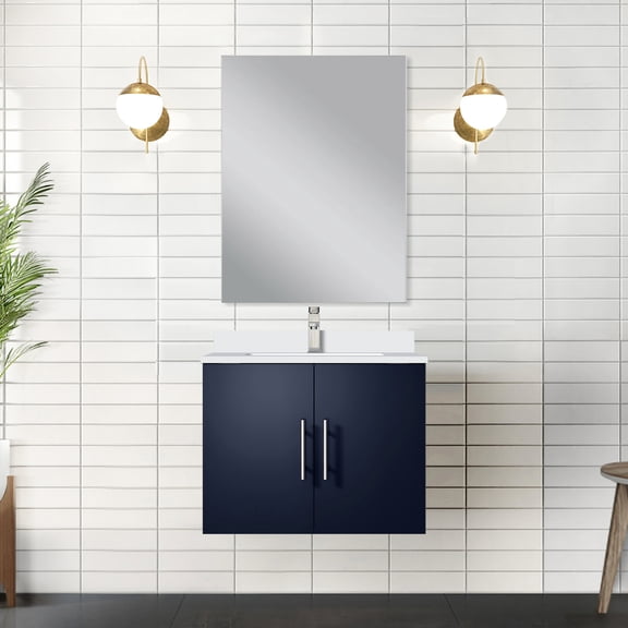 24 in. W Navy Blue Quartz Top Bath Vanity / Solid Frame & Scratch Resistant / Bathroom Refresh