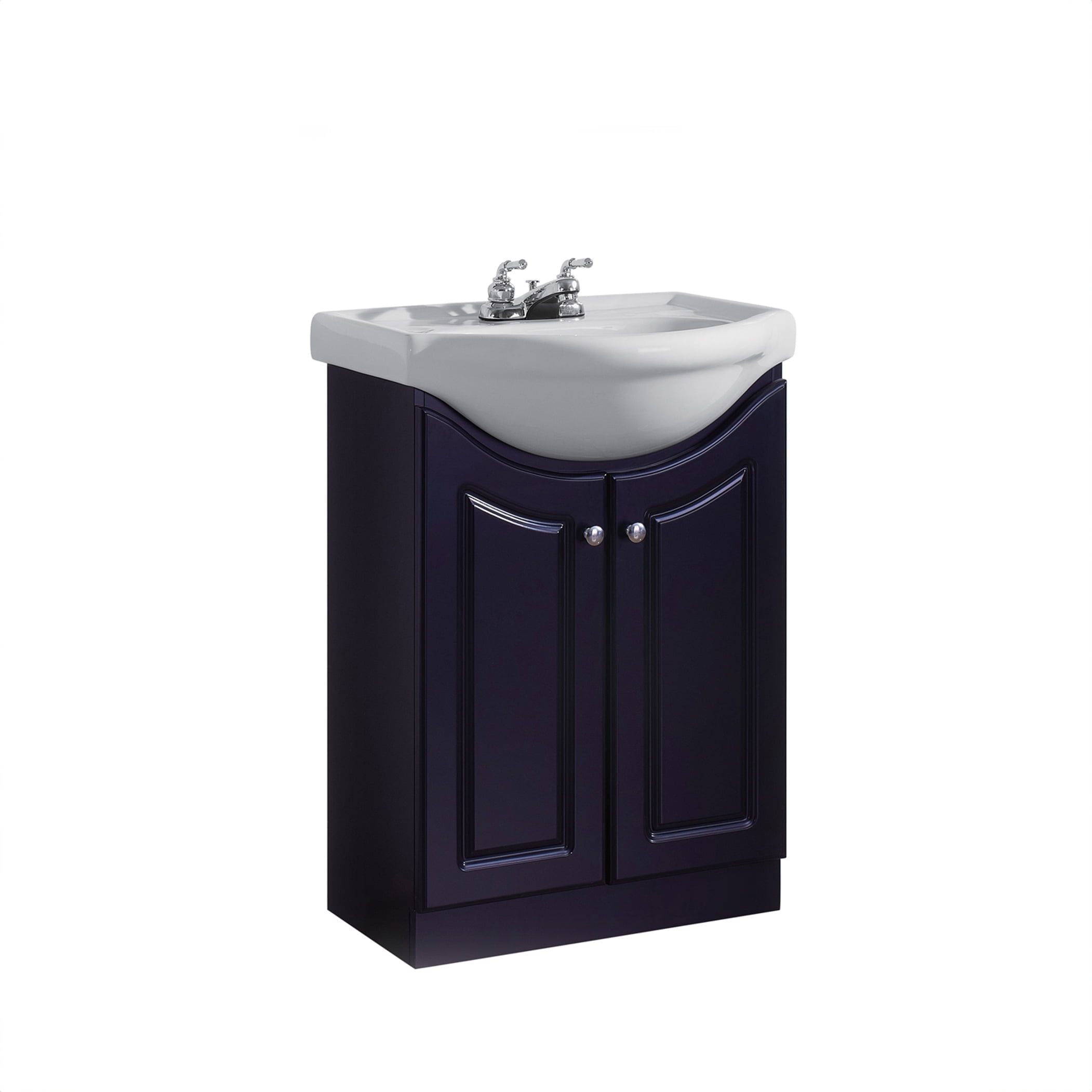 24" Satin Black MDF Freestanding Vanity with White Ceramic Top