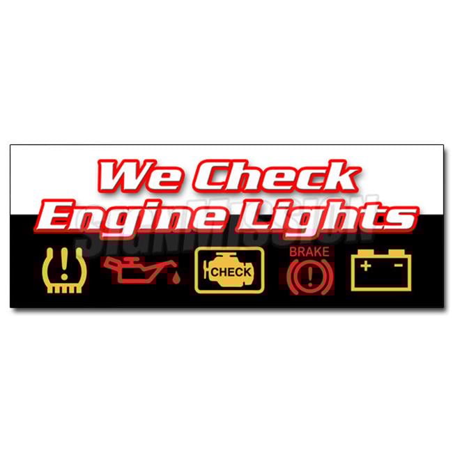 24 in. We Check Engine Lights Decal Sticker - Repair Automotive Mechanic Sensor