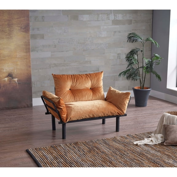24 - in Wide Mustard Futon Love Seat / Ideal for Balcony Relaxing
