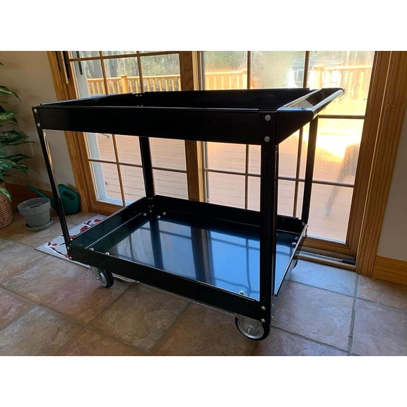 24 in. X 36 in. Two Shelf Steel Service Cart - Black