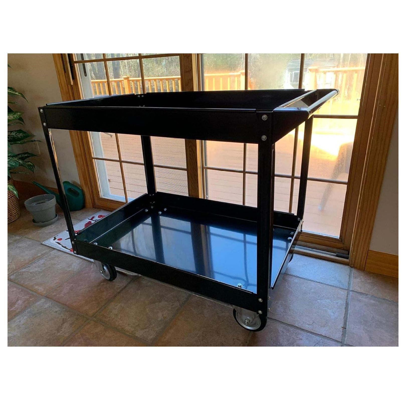 24 in. X 36 in. Two Shelf Steel Service Cart Black