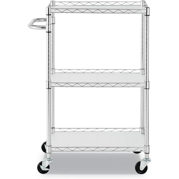 24 in. x 16 in. x 39 in. 3-Shelf Wire Cart with Liners - Silver