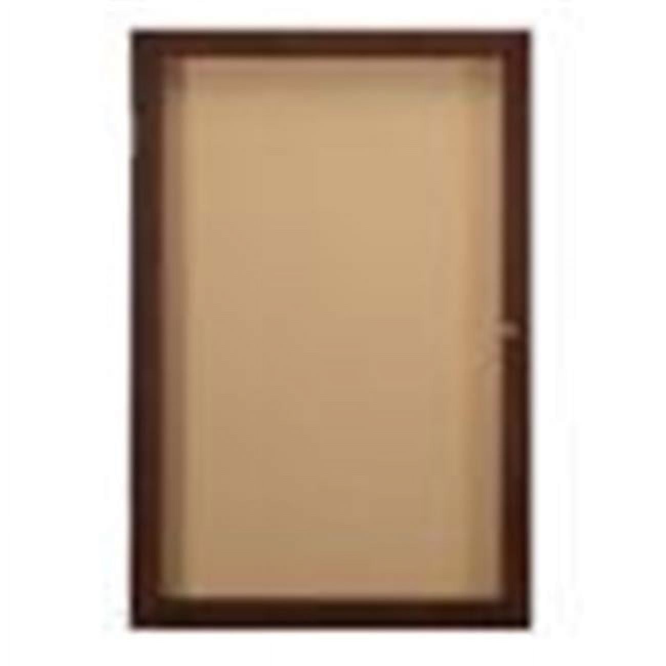 24 in. x 18 in. 1Door Wood Frame Walnut Finish Enclosed Bulletin Board