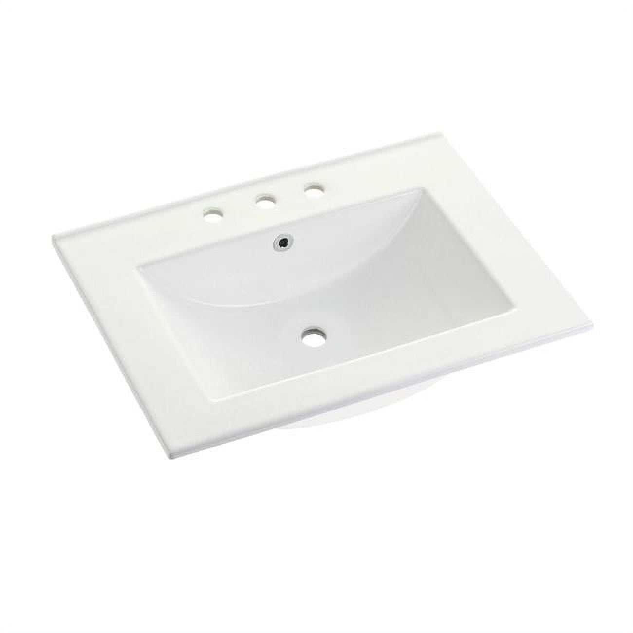 Ultra Modern White Ceramic Vanity Sink Top with 8" Faucet Drillings