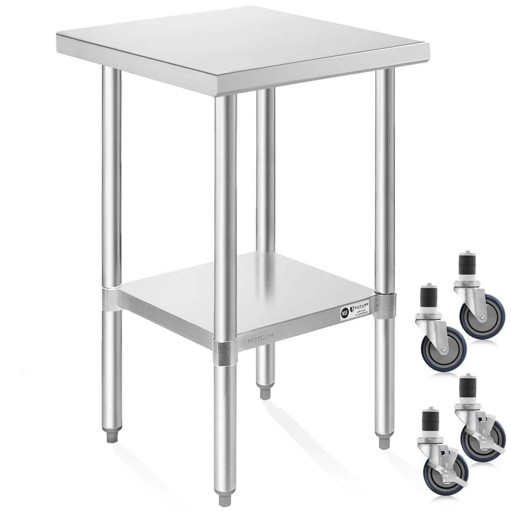 24 in. x 18 in. Stainless Steel Kitchen Prep Table with Bottom Shelf ...