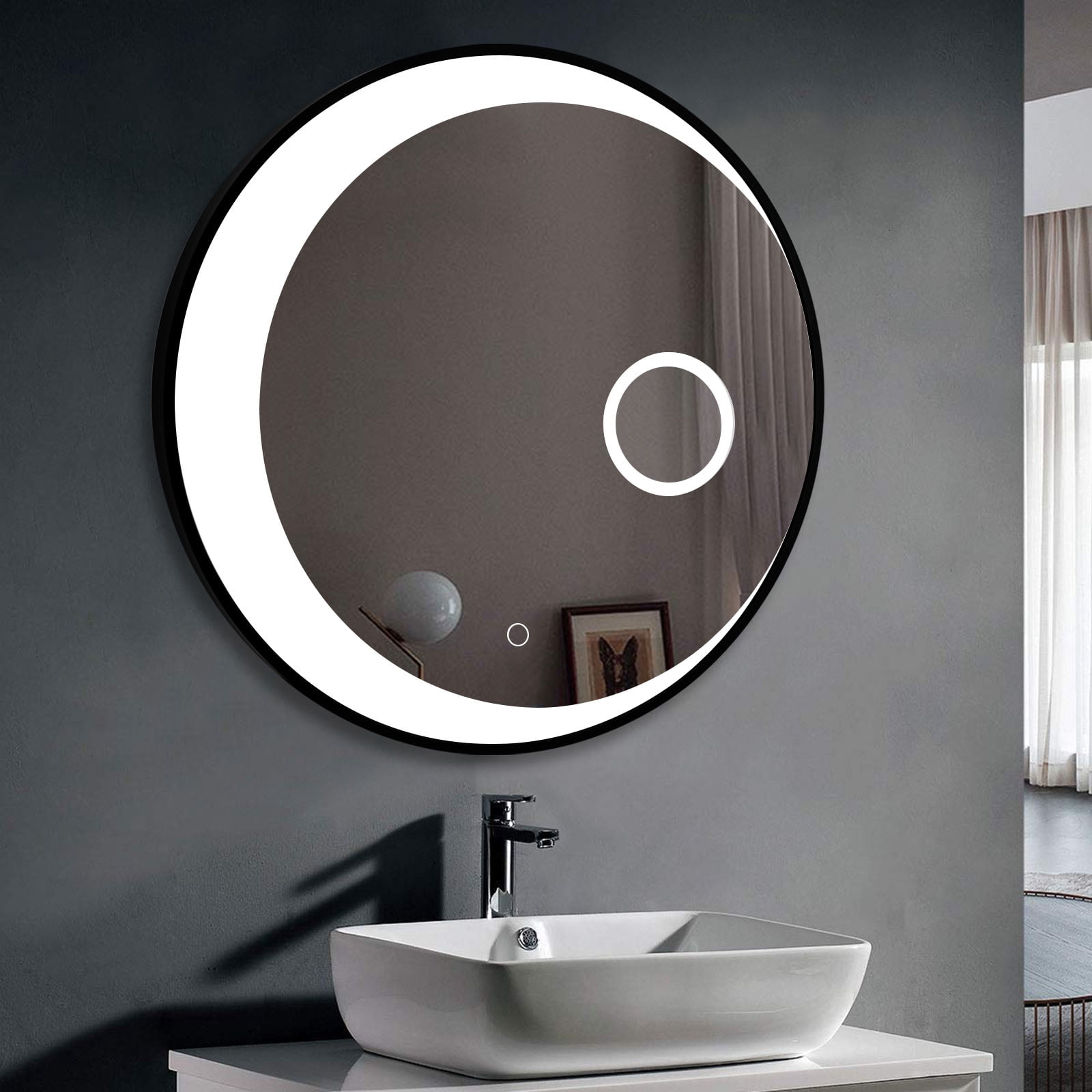 24 in x 24" Black Contemporary Wall Mirror
