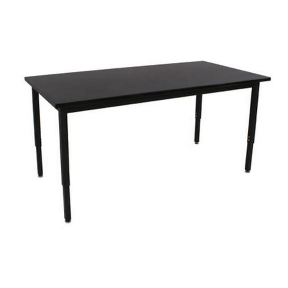 24 in. x 5 4 in. Fully Welded Lobo Table, Black Frame and Fixed Legs, 1.25 in. ChemRes Laminate With Black Lotz Armor Edge Top