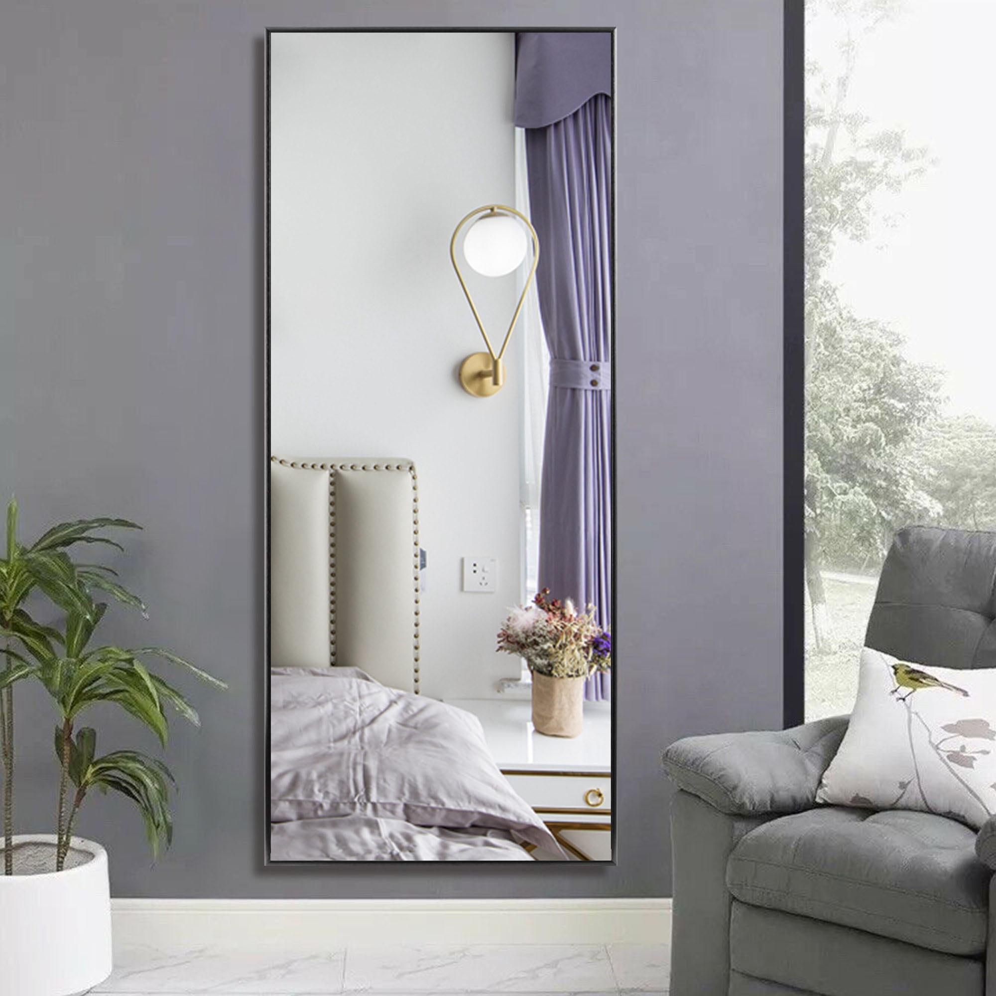 24 in x 71 in Black Modern Full Length Mirror