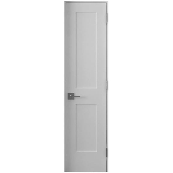 24 in. x 80 in. Left-Handed Solid Core White Primed Double Panel Prehung Interior Door Black Hinges