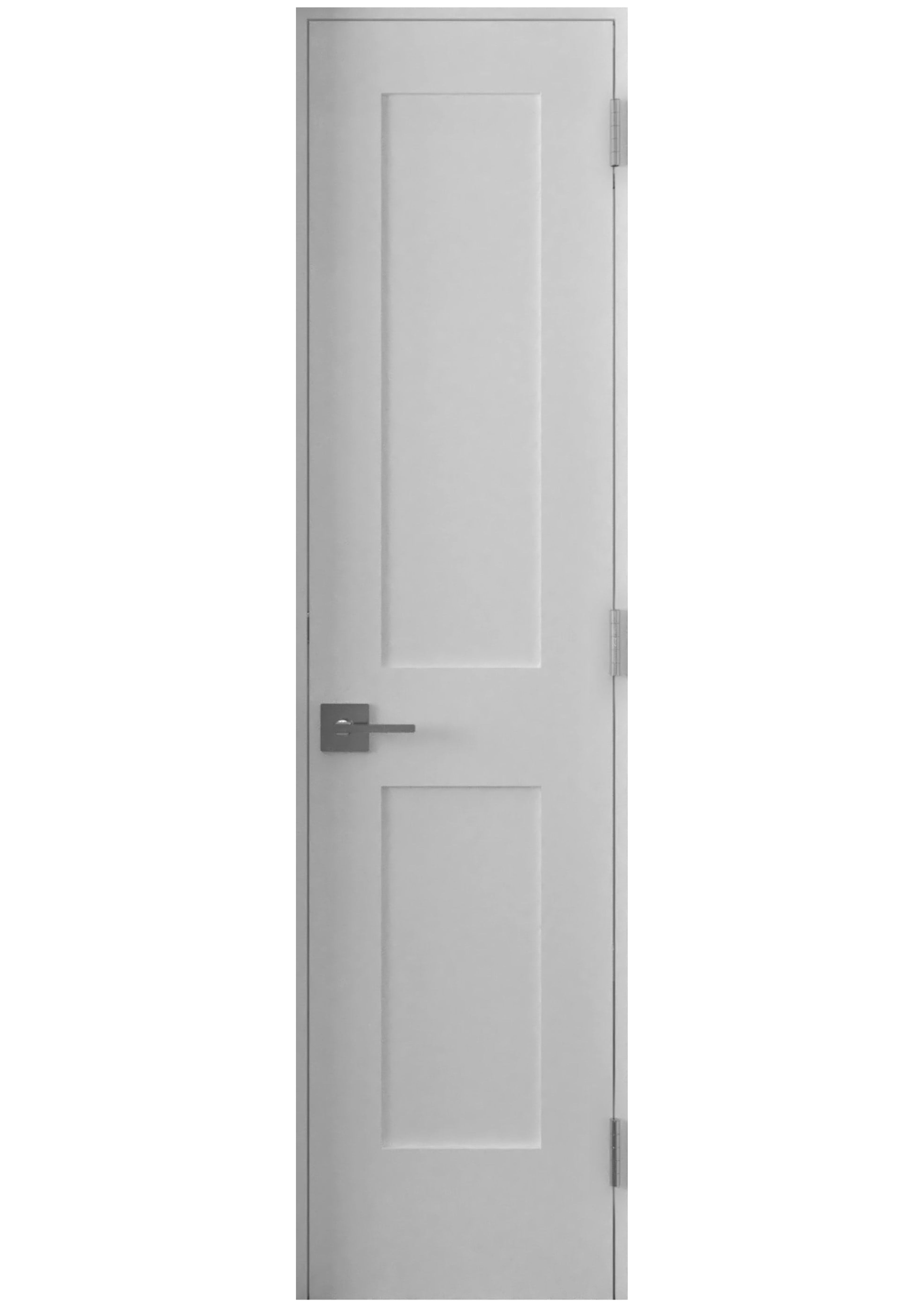 24 in. x 80 in. Left-Handed Solid Core White Primed Double Panel Prehung Interior Door Black Hinges
