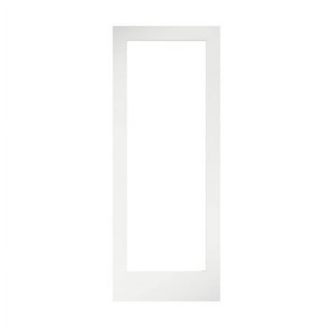 24 in. x 80 in. x 1-3/8 in. Clear Glass 1-Lite Shaker Primed Solid Wood Core Interior Door Slab