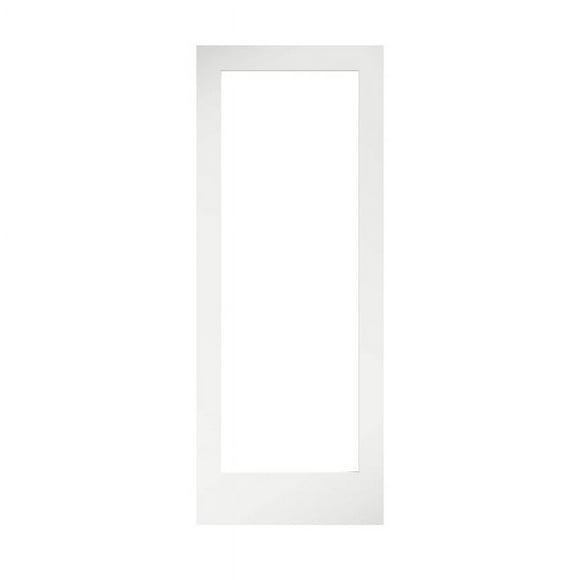 24 in. x 80 in. x 1-3/8 in. Clear Glass 1-Lite Shaker Primed Solid Wood Core Interior Door Slab