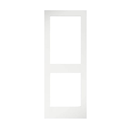 24 in. x 80 in. x 1-3/8 in. Clear Glass 2-Lite Shaker Primed Solid Wood Core Interior Door Slab