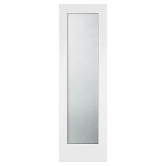 24 x 80 in. Wooden Interior Door Slab, Shaker White Primed Full View Tempered Frosted Glass Door, 1-3/8 in. Thick Bedroom Door