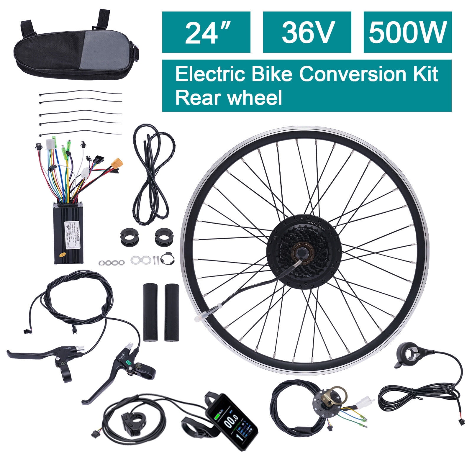 24 inch 36V 500W E Bike Conversion Kit Electric Bicycle Rear Wheel Motor Hub Kit Walmart