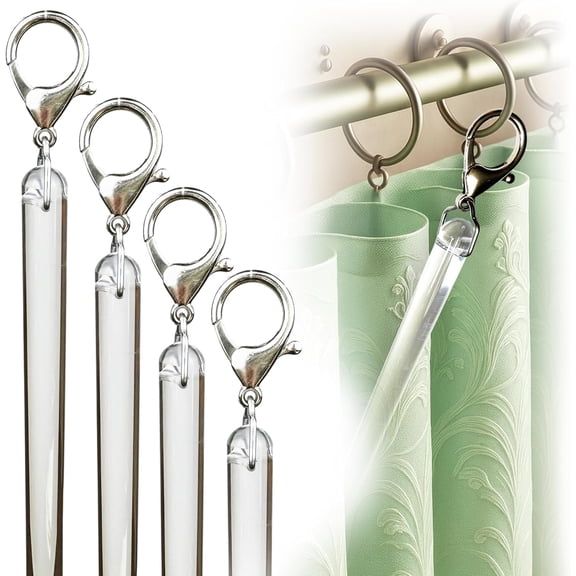 24 inch (4 Pack) All Clear Acrylic Curtain Pull Wand - Clear Curtain Wand - Invisible Drapery Wand - Drapery Pull Rod (24 Inch)