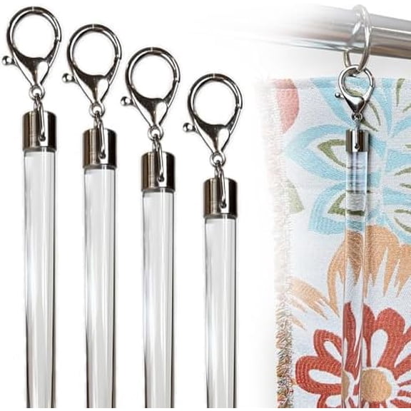 24 inch (4 Pack) Steel Cap Round Base Acrylic Curtain Pull Wand - Clear Curtain Wand - Invisible Drapery Wand - Drapery Pull Rod (24 Inch)$$Home Decor, Kitchen, & Other