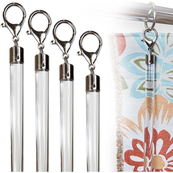 24 inch (4 Pack) Steel Cap Round Base Acrylic Curtain Pull Wand - Clear Curtain Wand - Invisible Drapery Wand - Drapery Pull Rod (24 Inch)