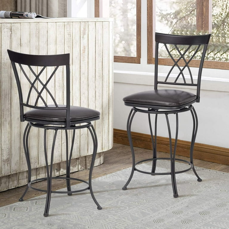 24 inch Bar Stools Set of 2,360° Swivel Bar Stools with Backrest