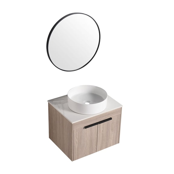 24 inch Bathroom Vanity - Solid Wood Cabinet, 2 Door, Soft Close Hinges - Modern Farmhouse Style for Small Bathrooms - White Finish