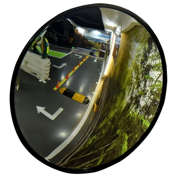 24 inch Black Convex Mirrror Traffic Mirror, Wall Mounted Security Mirror, Safety Blind Spot Mirror for Garage Warehouse Mall Home Office Indoor with Clear View