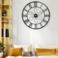 thumbnail image 1 of 24 inch Black Thickened Metal Hollow Wall Clock - Roman Numeral Silent,Living Room/Bedroom/Hallway Decor Modern Minimalist Metal Wall Watch, 1 of 8