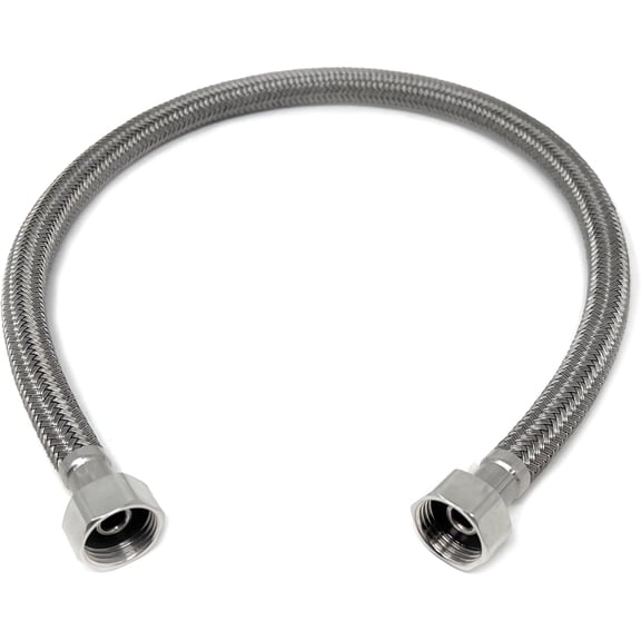 24 inch Braided PVC Water Supply Line 1/2 x 1/2 Female Nuts for Sinks PLS 60 0808