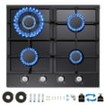 thumbnail image 1 of 24 inch Built-in Gas Cooktop 4 Burners with Tempered Glass Dual Burners NG/LPG Convertible Countertop, 1 of 13